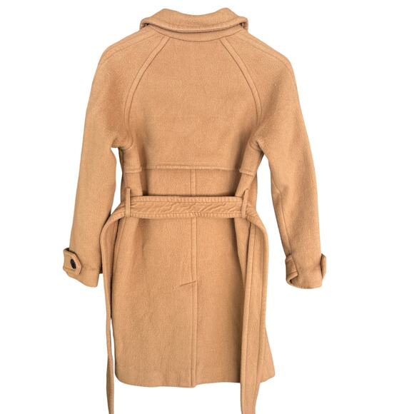 DVF Diane von Furstenburg Lia Wool Coat XXS Camel Tan Peacoat Tie Old Money - Picture 4 of 6
